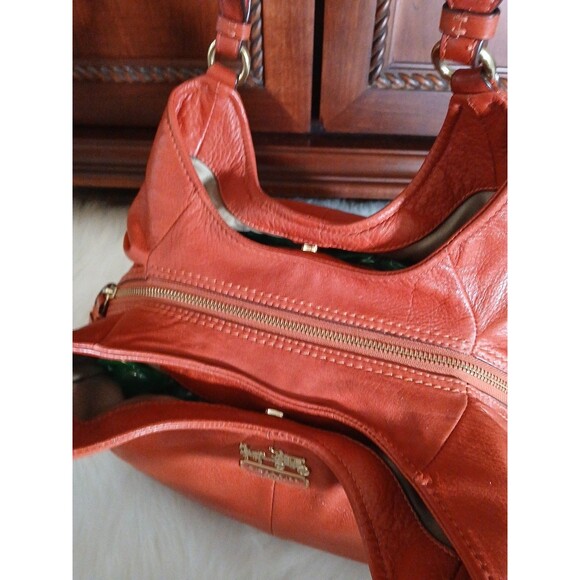 Coach Madison Maggie Hobo Shoulder Bag & Coach Coin Pouch Burnt Orange Leather - Picture 14 of 16